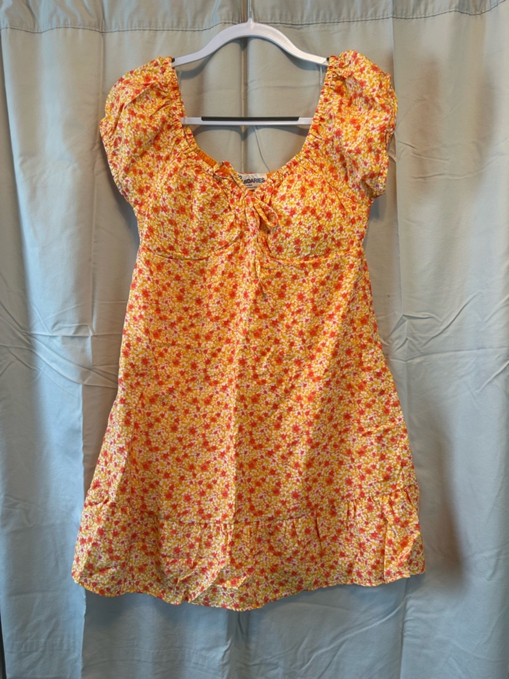 No Boundaries Yellow Floral Tie-Front Mini Dress
